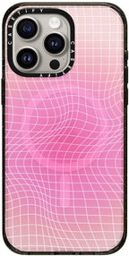 CASETiFY Impact iPhone 15 Pro Max Case [Slim/Compatible with Magsafe / 8.2 ft. 4X Military Grade Drop Protection] - Pink Light - Clear Black