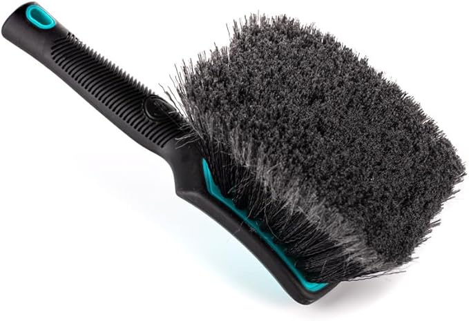 Detail Factory - ProGrip Wheel Face Brush - Ergonomic ProGrip Handle - Premium Wheel Cleaner Brush - Soft Flagged-Tip Bristles - Octane Riptide
