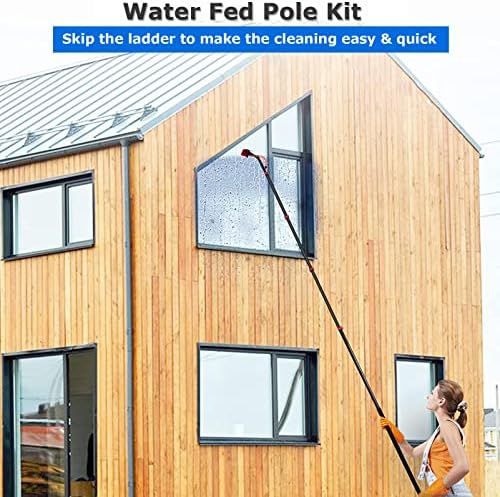 Telescopic Window Cleaning Brush - Extendable Water Fed Pole for Solar Panel & Conservatory Roof Cleaning - Outdoor Washing Equipment with Durable Brush Head