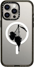 CASETiFY Impact iPhone 15 Pro Max Case [Slim/Compatible with Magsafe / 8.2 ft. 4X Military Grade Drop Protection] - Night Cherry - Clear Black