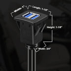 BATIGE Dual Ports Square USB 3.0 Panel Flush Mount Extension Cable with Buckle for Car Truck Boat Motorcycle Dashboard 1ft