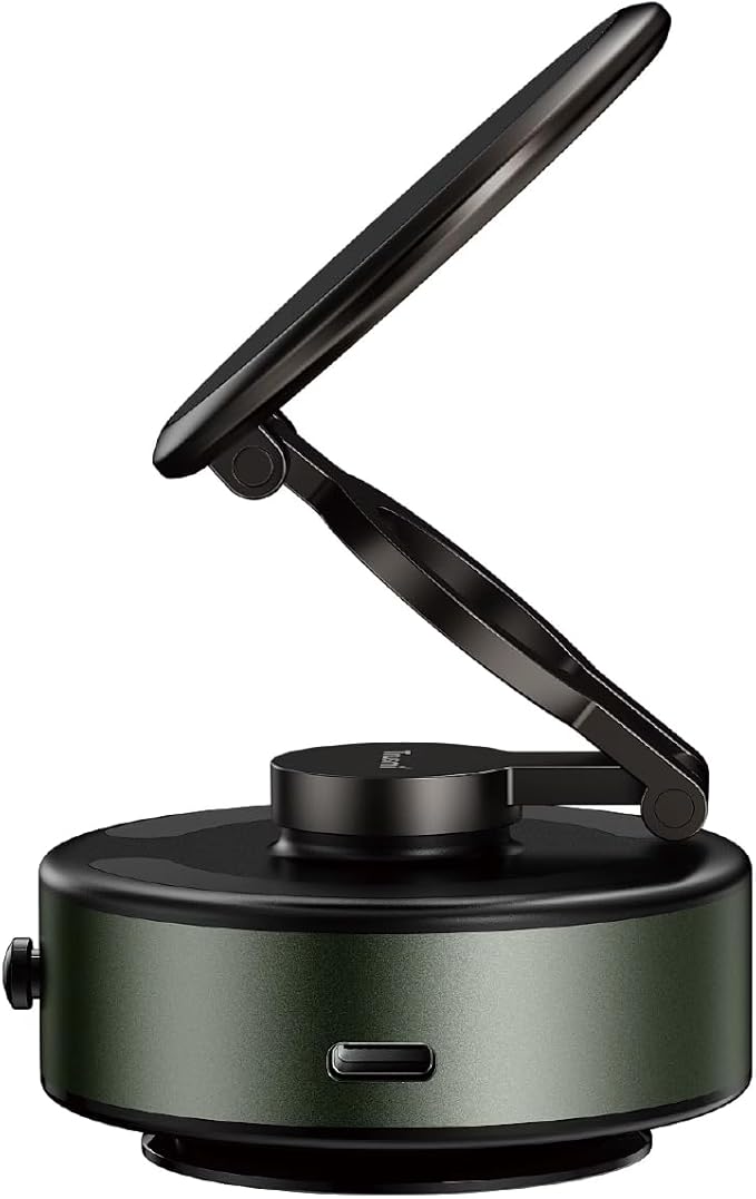Trusmi Electric Vacuum Magnetic Car Windshield Phone Mount, 4300 Gauss, Type-C Powered, for Glass & Smooth Flat Surfaces Only, 360° Rotation, Hands-Free Holder, Black