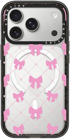 CASETiFY Impact iPhone 17 Pro Case [Slim/Compatible with Magsafe / 8.2 ft. 4X Military Grade Drop Protection] - Bow-net Lace - Clear Black
