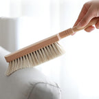 Horsehair Hand Brush Soft Bristles for Upholstery Furniture Couch Bed Beech Wood Handle 12 Inch Long (2pcs)