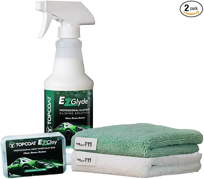 TopCoat® EzClay™ Clay Bar Auto Detailing Kit with EzGlyde™ Clay Lubricant Spray - Remove Contaminants from Hard Surfaces in Seconds - The Only Car Bar You'll Ever Need