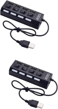 HOMSFOU 2pcs 4 4-Port USB Hub Laptop USB Port Expander Splitter for Keyboard Mouse Webcam Mp3 Player Etc