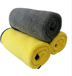 Deluxe Premium Microfiber Towels (Pack of 10) Ultra-Absorbent Soft Polishing Drying Cleaning Washable Durable Thick Professional Car Wax Cloth Household Cleaning 600GSM Dual-Sided Gray Yellow
