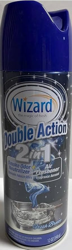 Wizard Double Action Smoke Odor Neutralizer & Air Freshener, Eliminates Smoke Smell & Odors, Freshens Air, Long-Lasting Scent; 6-Pack of 12oz Sprays fresh breeze (pack of 6)