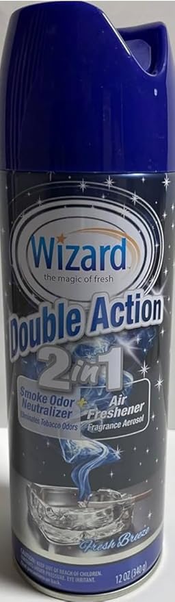Wizard Double Action Smoke Odor Neutralizer & Air Freshener, Eliminates Smoke Smell & Odors, Freshens Air, Long-Lasting Scent; 6-Pack of 12oz Sprays fresh breeze (pack of 6)