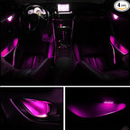 Automotive Door Handle Lights,12V 4pcs LED Interior Lights Multicolor Universal Fit for Car Interior Atmosphere Light (Pink)