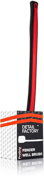Detail Factory - Fender Well Brush - Ergonomic ProGrip Handle, Stiff Synthetic Bristles, Ergonomic Design, Clean Your Wheel Wells with Ease - Red