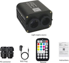AZIMOM Dual Color 20W Fiber Optic Light Source RGBW Light Box Engine Diver Bluetooth/RF Remote Control Music Sensor Mode for Car/Home Star Ceiling Effect Decoration