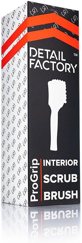 Detail Factory - ProGrip Interior Scrub Brush - Soft Bristles - Rubber Grip for Maximum Stability and Comfort - Curved Head Profile for Better Clearance - Black Ice