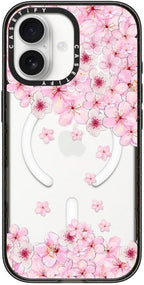 CASETiFY Impact iPhone 17 Case [Slim/Compatible with Magsafe / 8.2 ft. 4X Military Grade Drop Protection] - Sakura Cherry Saturday - Clear Black