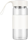 Small Glass Shaker Bottle,16oz BPA Free Odorless Shaker Bottle with 304SS Mixing Ball and Removable Cleaning Brush for Fitness & Protein Shakes(White-1Pack)