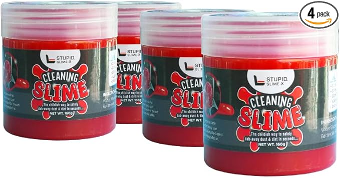 STUPID Technologies Slime-X (New) – Re-Engineered Car Cleaning Gel 4-Pack (640g) – Detailing Putty for Interior Cleaning – Lifts Dust, Crumbs & Debris – Great for Cars, Keyboards & More