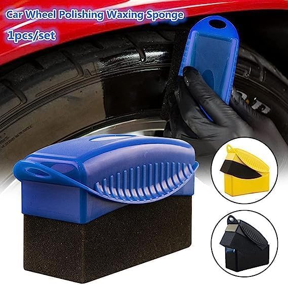 Black Soft Dressing Shine Sponge with Tire Applicator Tire Shine Applicator Dressing Pad Tire Cleaning Sponge Polishing Sponge Wax Car Detailing Foam Sponge Tool Buffing and Polishing Pads