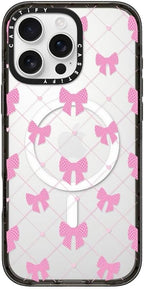 CASETiFY Impact iPhone 16 Pro Max Case [Slim/Compatible with Magsafe / 8.2 ft. 4X Military Grade Drop Protection] - Bow-net Lace - Clear Black