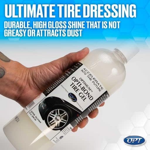 Optimum Opti-Bond Tire Gel – Sling Free Shine, Long Lasting Dressing; Water Based Gel Spray; Vinyl, Plastic and Trim Dressing; Great for Tire Shine & Vinyl Trim Care (32 Oz)
