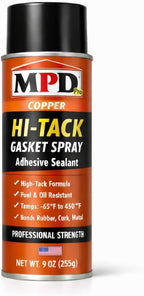 MPD Pro Hi-Tack Gasket Spray Adhesive Sealant – High-Tack Aerosol Gasket Bonding Spray, Fuel & Oil Resistant, −65°F to 450°F, Professional Assembly Aid, (12-Pack)