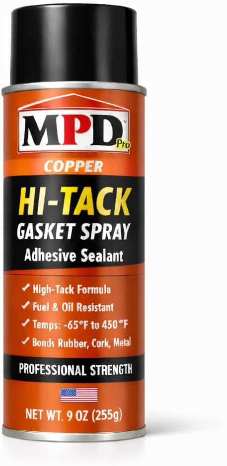 MPD Pro Hi-Tack Gasket Spray Adhesive Sealant – High-Tack Aerosol Gasket Bonding Spray, Fuel & Oil Resistant, −65°F to 450°F, Professional Assembly Aid, (1-Pack)