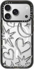 CASETiFY Impact iPhone 17 Pro Case [Slim/Compatible with Magsafe / 8.2 ft. 4X Military Grade Drop Protection] - Chrome Scribbles - Clear Black