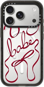 CASETiFY Impact iPhone 17 Pro Case [Slim/Compatible with Magsafe / 8.2 ft. 4X Military Grade Drop Protection] - Babes and Bows - Clear Black