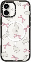 CASETiFY Impact Case for iPhone 16 Plus [Slim / 8.2 ft. 4X Military Grade Drop Protection/Compatible with Magsafe] - Rabbit Ribbon - Clear Black
