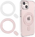 KALAPOP for Magsafe Universal Metal Rings Sticker Compatible with iPhone 15 Pro Max,15 Pro,15/14/13/12 Series,Samsung Galaxy,Google Pixel Series (White & Pink 2PCS-Magnetic Rings)