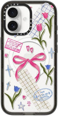 CASETiFY Impact iPhone 17 Case [Slim/Compatible with Magsafe / 8.2 ft. 4X Military Grade Drop Protection] - Ribbons and Tulips - Clear Black