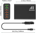 Multi Ports USB Car Charger, 96W 6 Port QC3.0 Fast Adapter Multiple Ports, with Four Quick Charge 3.0 Port, 12V-24V Multi Device Cigarette Lighter for Smart Phone & Tablets Charging