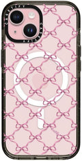 CASETiFY Impact iPhone 15 Case [Slim/Compatible with Magsafe / 8.2 ft. 4X Military Grade Drop Protection] - Entwined in Ribbon - Clear Black