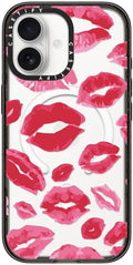 CASETiFY Impact iPhone 17 Case [Slim/Compatible with Magsafe / 8.2 ft. 4X Military Grade Drop Protection] - Lipstick Kisses - Clear Black