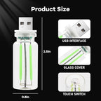 4Pcs Car USB Night Light, Touch Adjustment LED Ambient Lighting Plug in USB Automotive Night Lamps, Mini LED Bulb for Car, Camping, Holiday, Decoration, Bedroom, Party(Green)