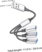 Kisangel USB Splitter Hub Multi-Port Extension Cable Adapter for Computers and Cars Silver USB Power Splitter with Fast Transmission and Wide Compatibility No Driver Needed Port Expander