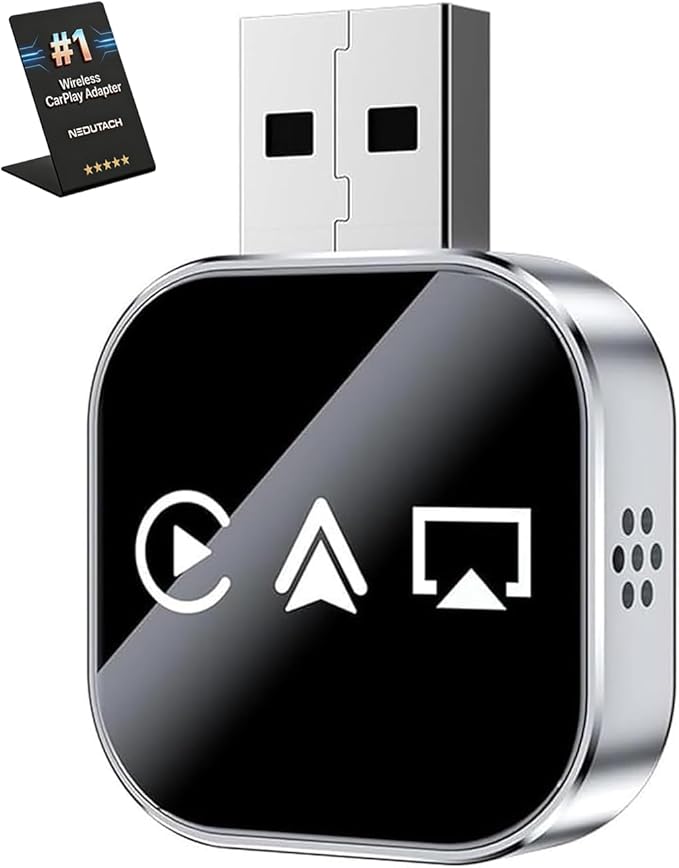3 in 1 Wireless Carplay Adapter, Car Screen Mirroring Converter, 2026 Upgrade Mirror iOS Phone for iPhone/Airplay/Apple/Android, Bluetooth Auto Link, Wired to Wireless, Plug & Play (for iPhone)
