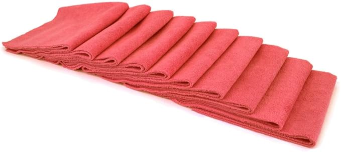 Autofiber [Mr. Everything] Premium Paintwork and Coating Leveling Towel (16"x16") 10 Pack (Red)