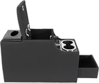 time secret Universal Center Console Between Seat for Minivans, SUVs, Middle Van Console Floor Console Organizer Storage Box (with Locking&Tissue Box Design)
