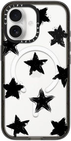 CASETiFY Impact iPhone 17 Case [Slim/Compatible with Magsafe / 8.2 ft. 4X Military Grade Drop Protection] - Star Marks - Clear Black