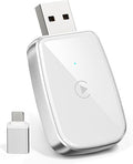 Wireless CarPlay Adapter for Apple iPhone, Convert Wired CarPlay to Wireless, Mini Size with USB-A to USB-C Adapter, Stable Control & No Delay Latency, White
