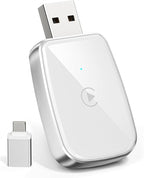 Wireless CarPlay Adapter for Apple iPhone, Convert Wired CarPlay to Wireless, Mini Size with USB-A to USB-C Adapter, Stable Control & No Delay Latency, White