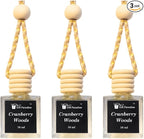 Gift Paradise® Cranberry Woods Car Air Freshener – Set of 3 (10 ml Each) | Long-Lasting Hanging Diffusers for Car & Home | Velvet Gift Bag Included | Holiday & Winter Fragrance