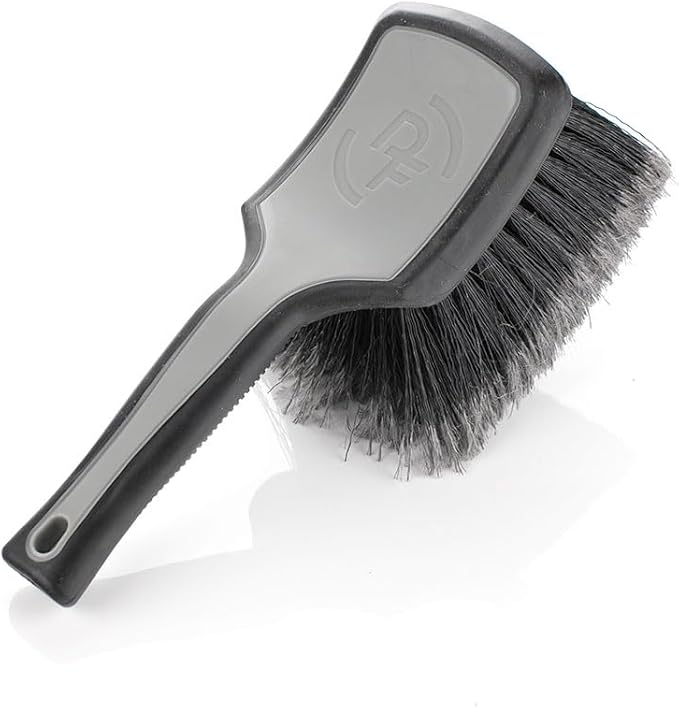 Detail Factory - ProGrip Wheel Face Brush - Ergonomic ProGrip Handle - Premium Wheel Cleaner Brush - Soft Flagged-Tip Bristles - Grey & Black