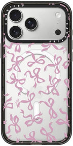 CASETiFY Impact iPhone 17 Pro Max Case [Slim/Compatible with Magsafe / 8.2 ft. 4X Military Grade Drop Protection] - Bows - Clear Black