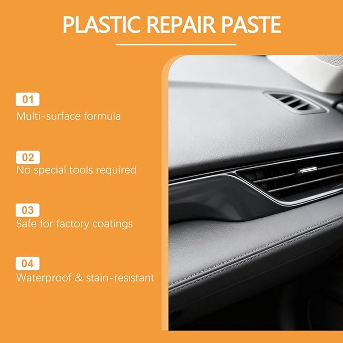 Car Interior Restorer – Leather & Plastic Trim Cream, Renews Faded Dash, Seats, Bumpers & Vinyl, UV Protective Polish, Non-Greasy 50g