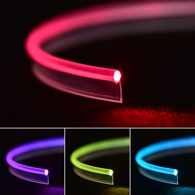 Super Bright MMA Plastic Optic Fiber Side Glow Unibody Band Edge Cable Car LED Illumination Optic Fiber Band Car Interior Atmosphere Lights (328ft)