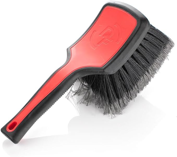 Detail Factory - ProGrip Wheel Face Brush - Ergonomic ProGrip Handle - Premium Wheel Cleaner Brush - Soft Flagged-Tip Bristles - Red & Black
