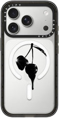 CASETiFY Impact iPhone 17 Pro Case [Slim/Compatible with Magsafe / 8.2 ft. 4X Military Grade Drop Protection] - Night Cherry - Clear Black