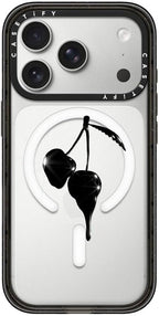 CASETiFY Impact iPhone 17 Pro Case [Slim/Compatible with Magsafe / 8.2 ft. 4X Military Grade Drop Protection] - Night Cherry - Clear Black