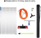 Telescopic Window Cleaning Brush with Squeegee - 9m Water Fed Pole for Solar Panel & Photovoltaic Cleaning - 50cm Brush Head for Effortless Glass Cleaning